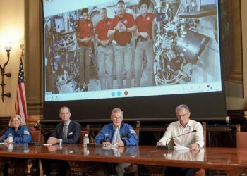 Samantha Cristoforetti in collegamento con l’ambasciata Usa a Roma