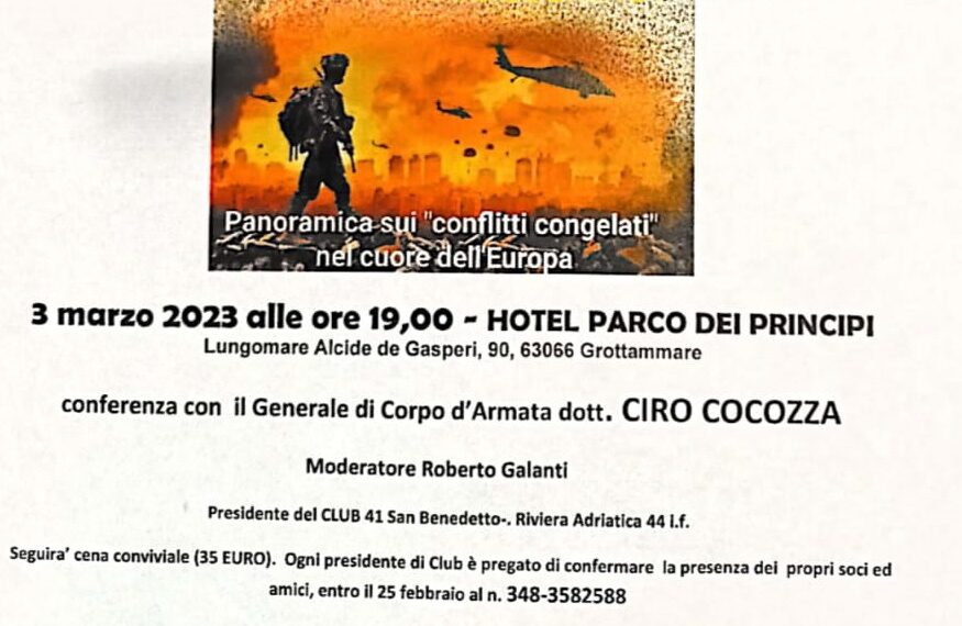 “I conflitti congelati nel cuore dell’Europa”: dibattito a Grottammare con il Generale Cocozza