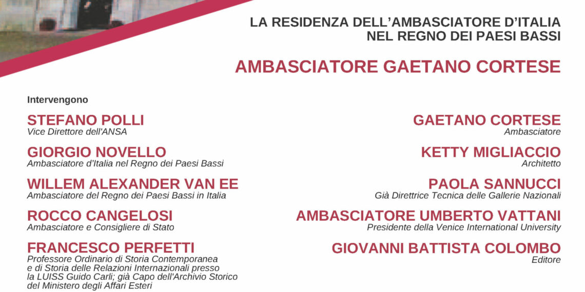 Giovedì Ambasciatore olandese Van EE alla presentazione del Volume di Cortese