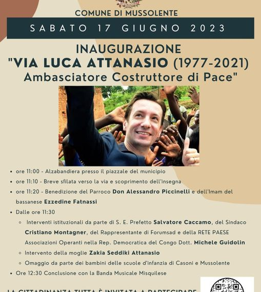 A Mussolente la cerimonia di intitolazione di una via a Luca Attanasio