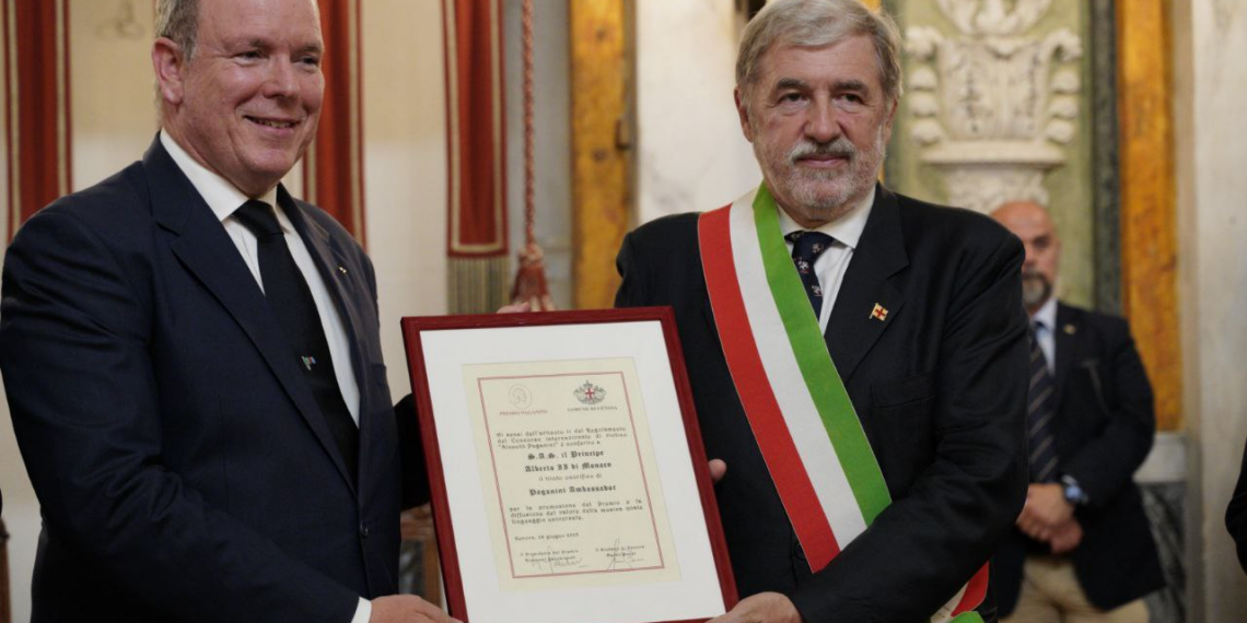 Genova, conferito il titolo ufficiale di Paganini Ambassador al principe Alberto di Monaco