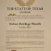 Texas, il Governatore Abbott proclama il mese di Ottobre “Italian Heritage Month”