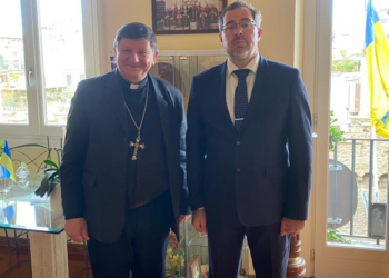 Mons. Vitaliy Skomarovskyi, Presidente della Conferenza Episcopale Ucraina, incontra Amb. Yurash