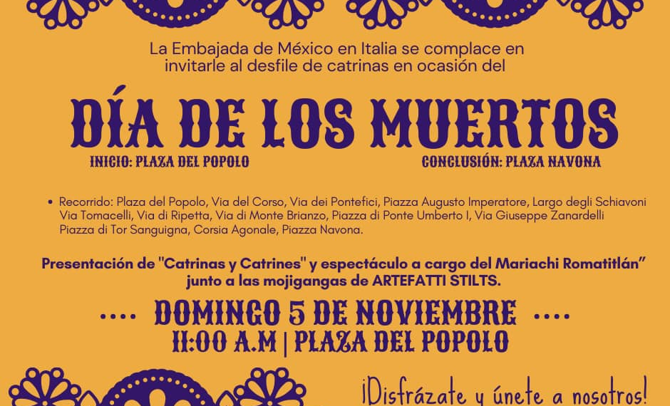 L’Ambasciata del Messico celebra il “Día de los Muertos”, corteo folkloristico a Roma il prossimo 5 novembre