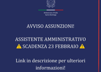 L’Ambasciata d’Italia a Santo Domingo assume due impegati