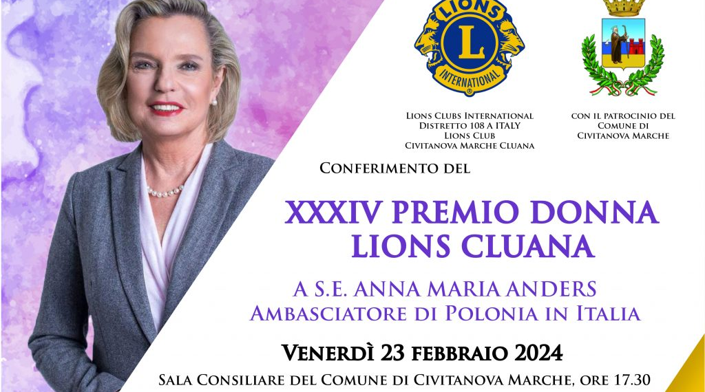 “Premio Donna Lions Cluana” all’Ambasciatrice di Polonia Anna Maria Anders