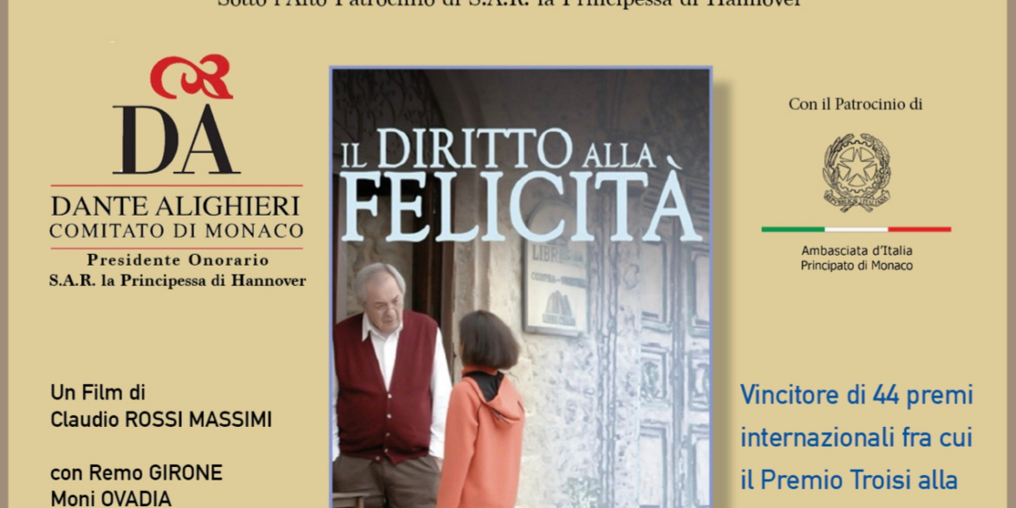 Monaco, l’Associazione Dante Alighieri presenta “Il Diritto alla Felicità” con Remo Girone