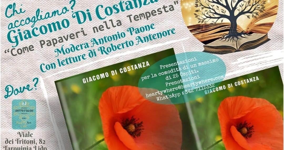 Giacomo Di Costanza presenta il libro “Come papaveri nella tempesta” a Tarquinia