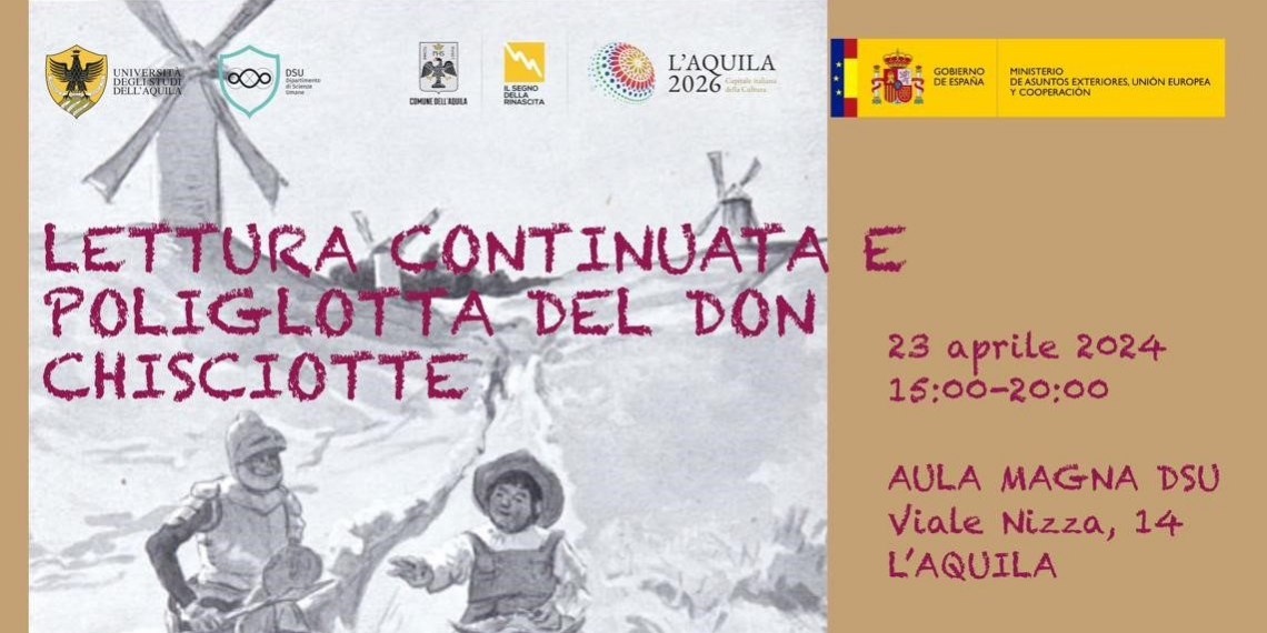 Lettura continuata e poliglotta del Don Chisciotte il 23 aprile a L’Aquila