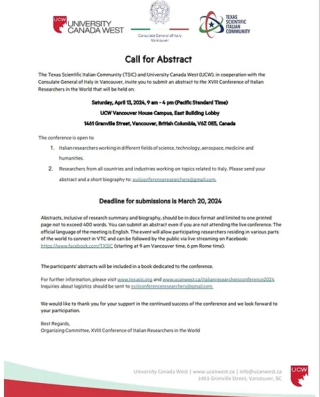 Sabato a Vancouver la XVIII Conferenza dei Ricercatori Italiani nel Mondo
