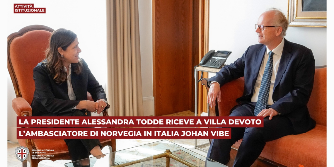 Sardegna, la Presidente Todde riceve a Villa Devoto l’Ambasciatore di Norvegia in Italia Johan Vibe