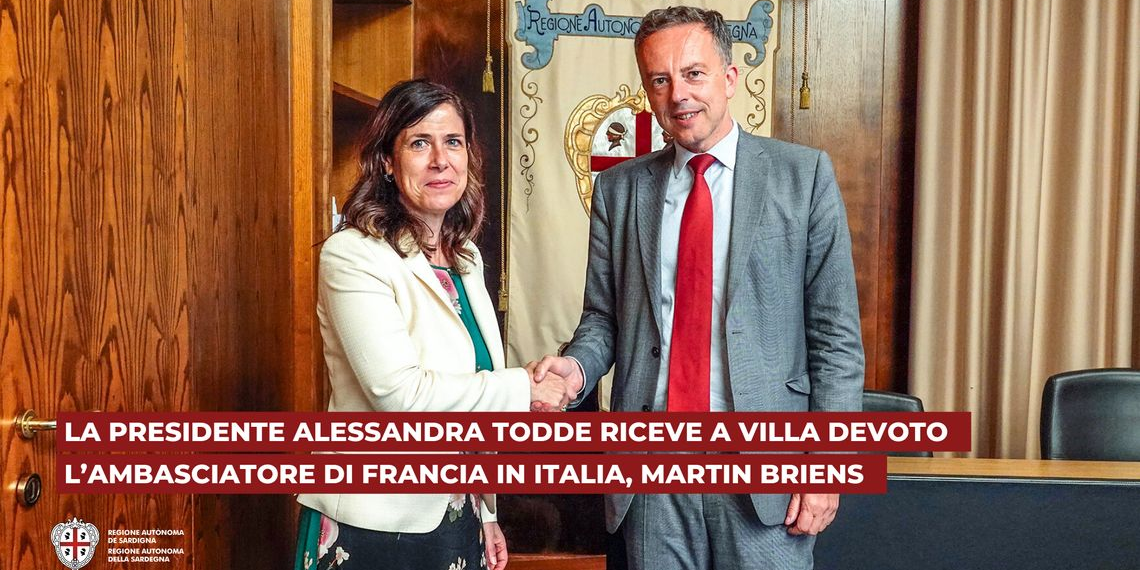 Sardegna, la Presidente Todde riceve a Villa Devoto l’Ambasciatore di Francia Briens