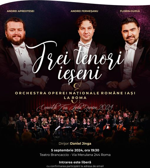 “Trei Tenori Ieseni” in concerto a Roma il 5 settembre per celebrare la giornata della lingua romena