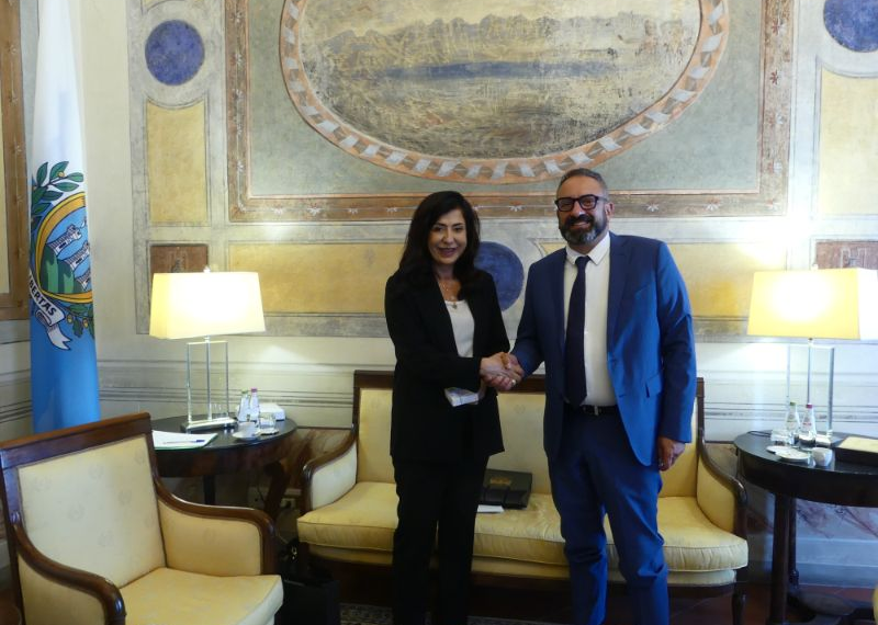 San Marino, il Segretario di Stato per gli Affari Esteri incontra l’Ambasciatrice di Palestina
