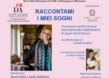 “Raccontami i Miei Sogni”, alla Dante Monaco Angela Valenti Durazzo presenta la sua ultima Raccolta Poetica