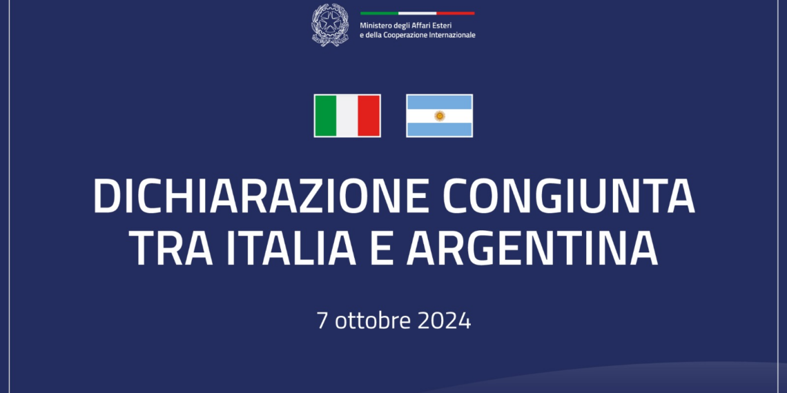 Dichiarazione congiunta tra Italia e Argentina: “La cooperazione tra i due Paesi è costante e costruttiva”