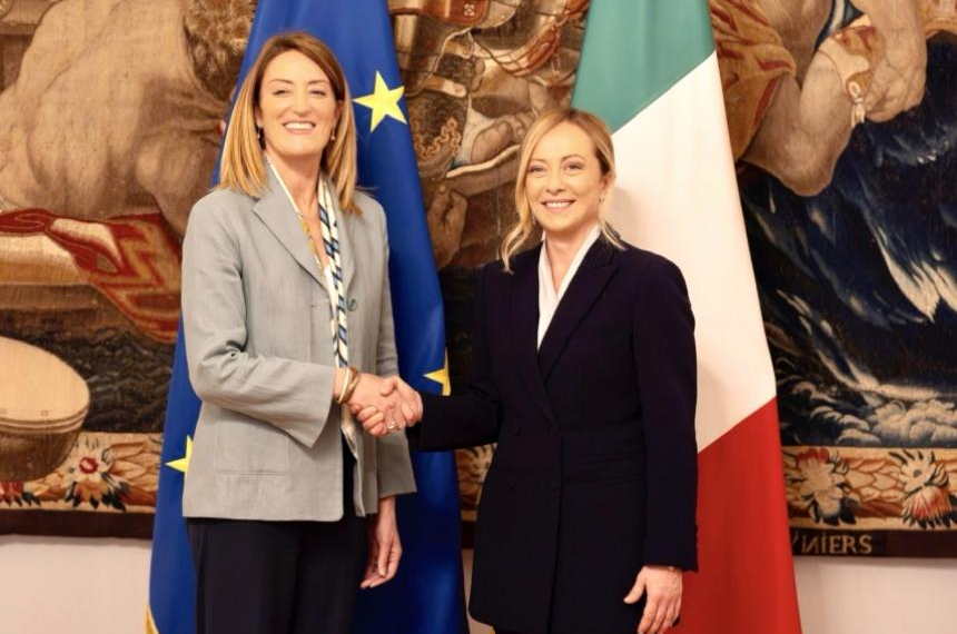 Il Premier Meloni incontra la Presidente del Parlamento Europeo Roberta Metsola