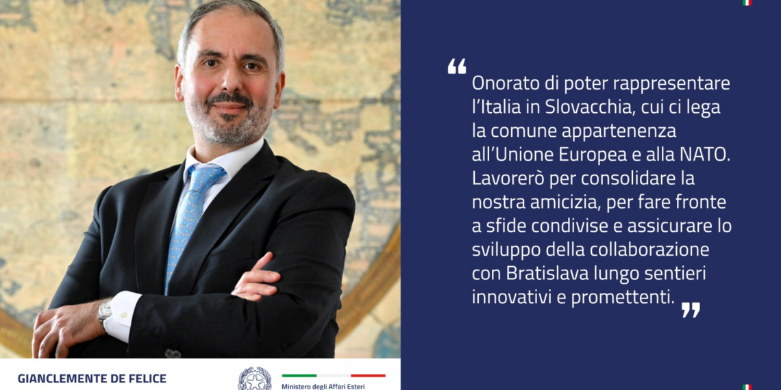 Gianclemente De Felice è il nuovo Ambasciatore d’Italia in Slovacchia