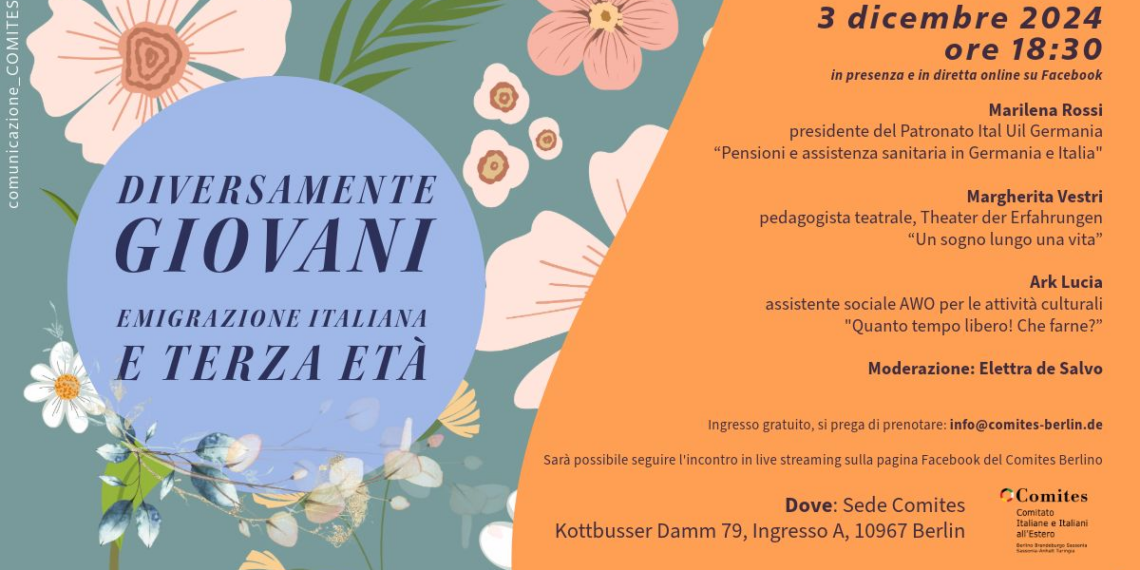 “Diversamente giovani. Emigrazione italiana e terza età”, martedì 3 dicembre confronto al Comites Berlino