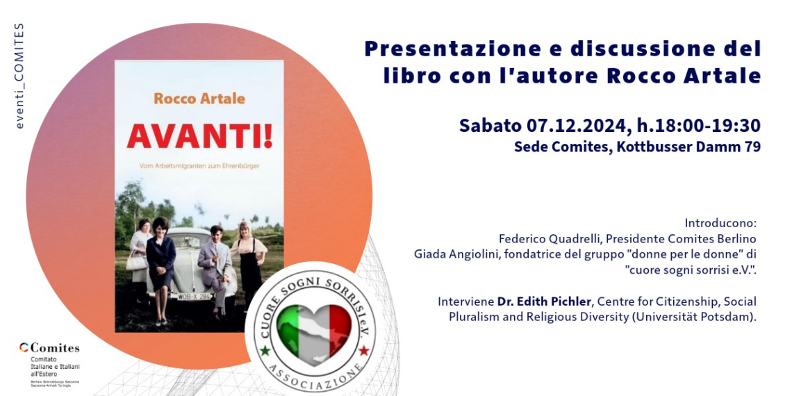 “Avanti”, Rocco Artale presenta il suo libro nella sede del Comites Berlino