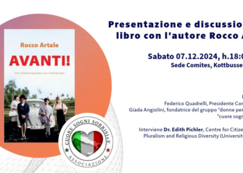 “Avanti”, Rocco Artale presenta il suo libro nella sede del Comites Berlino