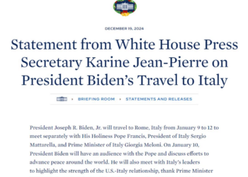 Il Presidente Biden sarà in visita in Italia dal 9 al 12 gennaio