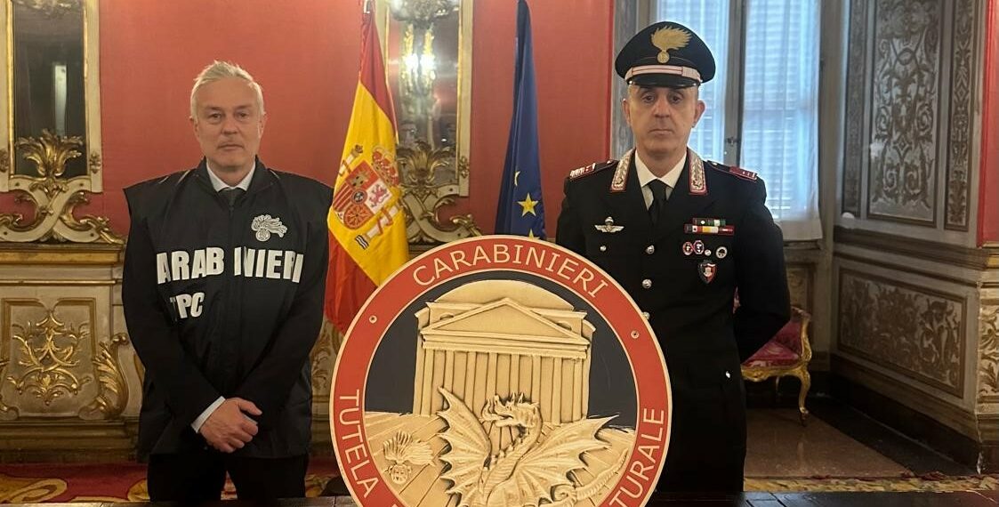 I Carabinieri TPC restituiscono alla Spagna una stele funeraria rubata dall’area archeologica di Merida