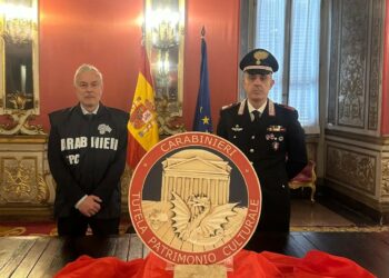 I Carabinieri TPC restituiscono alla Spagna una stele funeraria rubata dall’area archeologica di Merida