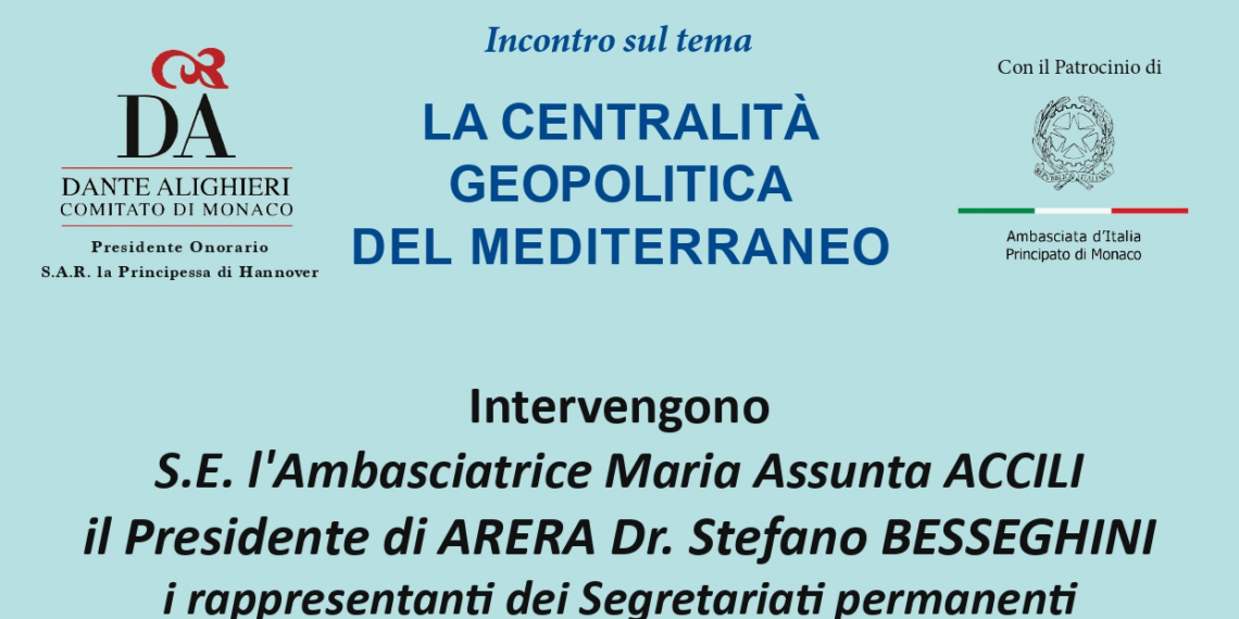 La centralità geopolitica del Mediterraneo, il 6 marzo a Monaco conferenza all’Auditorium Rainier III