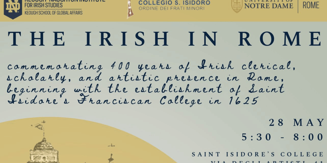 “The Irish in Rome”, a maggio una tre giorni commemora i 400 anni degli irlandesi nella Capitale d’Italia