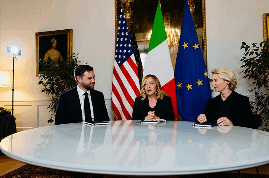 Incontro trilaterale Meloni – Vance – von der Leyen a Palazzo Chigi
