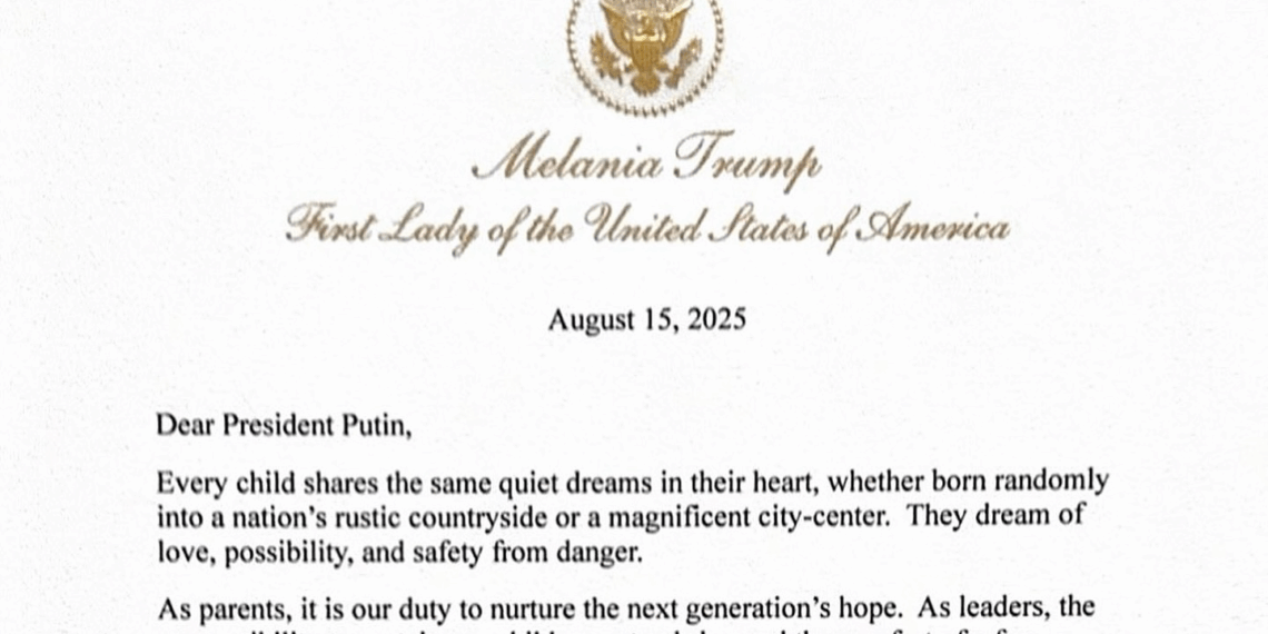 La lettera di Melania Trump a Putin (testo integrale tradotto)