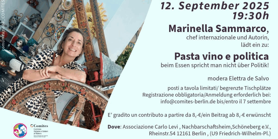 Il Comites Berlino presenta “Pasta, vino e politica”