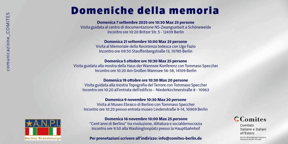 Comites Berlino e ANPI presentano “Le Domeniche della Memoria”