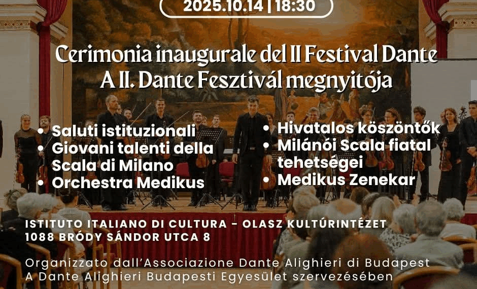 A Budapest va in scena il Festival “Dante al Centro d’Europa” (14–18 ottobre)