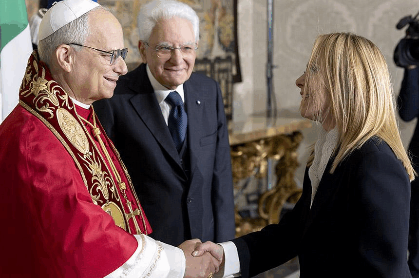 Il Presidente Meloni al Quirinale per la visita ufficiale del Pontefice Leone XIV