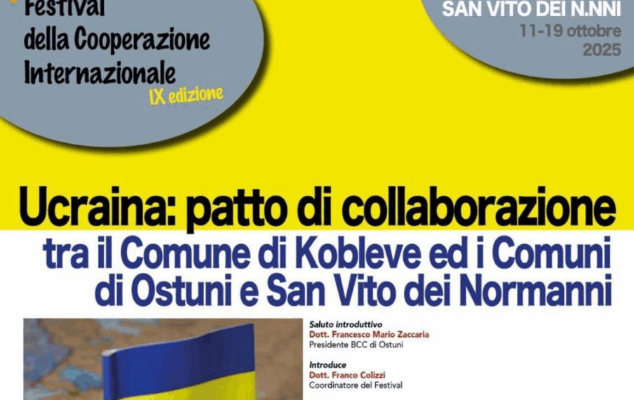 La Banca di Credito Cooperativo presenta Patto di Collaborazione tra Ostuni, San Vito dei Normanni e Kobleve (Ucraina)