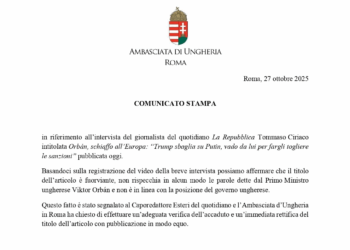 L’Ambasciata di Ungheria contro il quotidiano “La Repubblica” (il comunicato ufficiale)