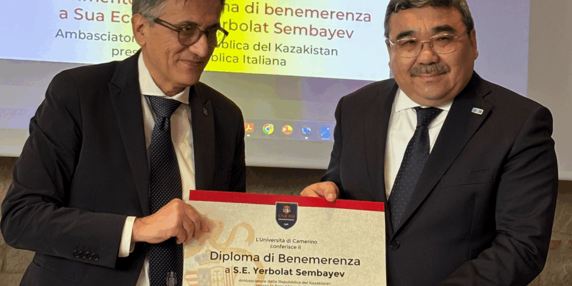 Conferito dall’Università di Camerino il diploma di benemerenza a Yerbolat Sembayev, Ambasciatore del Kazakhstan in Italia