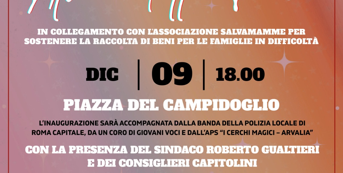 Per Natale arriva l’Albero della Pace in Piazza del Campidoglio (Cerimonia di accensione martedì 9, alle 18)