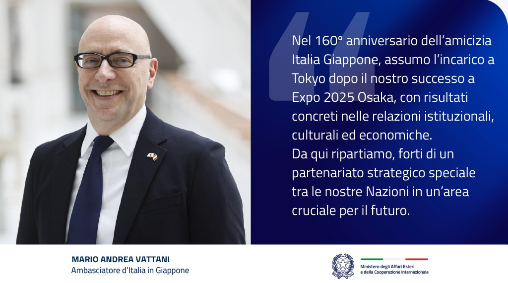 Mario Andrea Vattani è il nuovo Ambasciatore d’Italia in Giappone