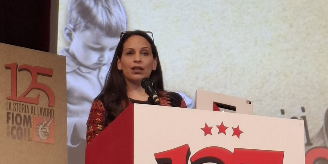 L’Ambasciatrice palestinese Mona Abuamara partecipa alla cerimonia per i 125 anni della Fiom Cgil