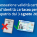 Cessazione della validità della Carta d’Identità cartacea per l’espatrio dal 3 agosto