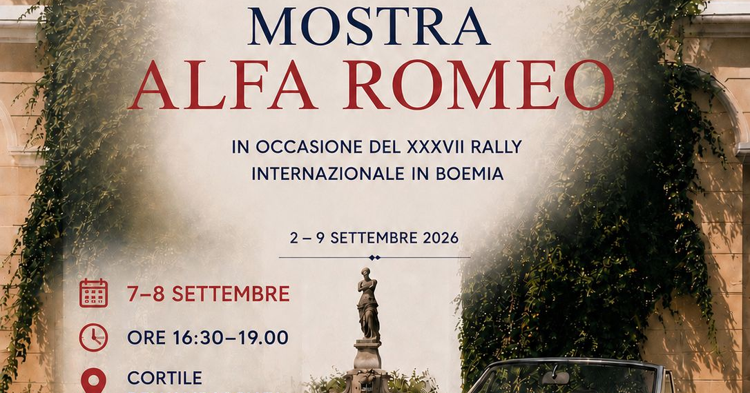 A Praga esposizione di Alfa Romeo in Ambasciata in occasione del Rally Internazionale in Boemia