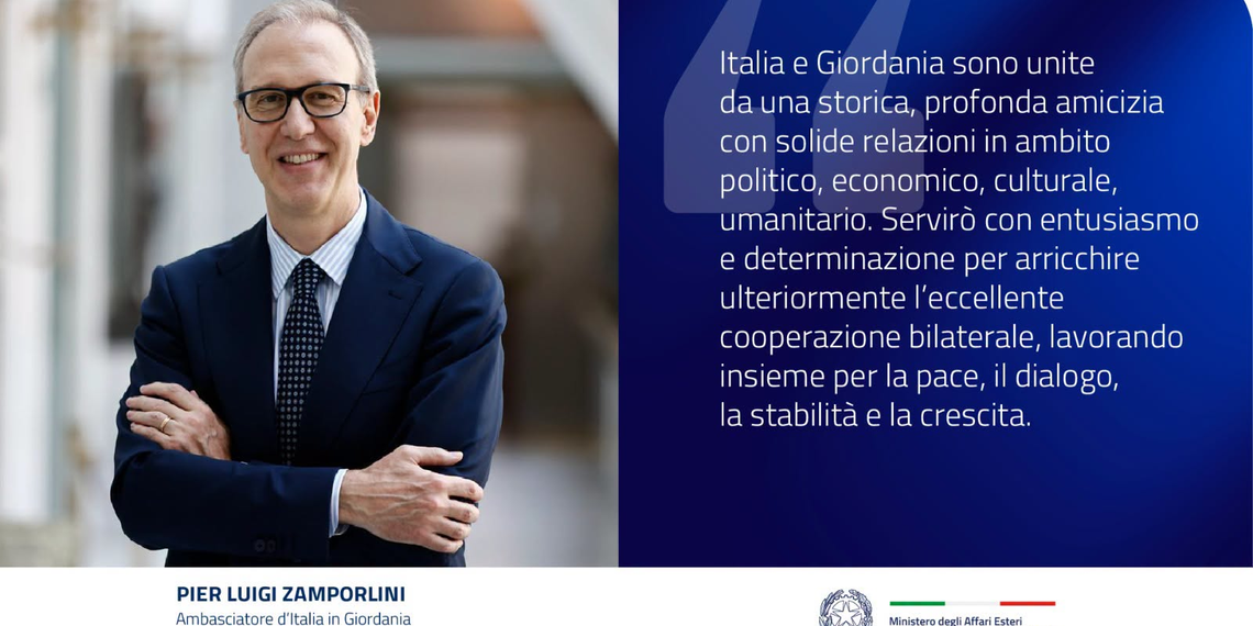 Pier Luigi Zamporlini è il nuovo Ambasciatore d’Italia in Giordania
