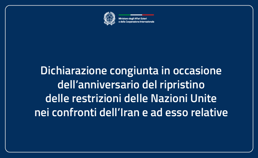 Dichiarazione congiunta in occasione dell’anniversario del ripristino delle restrizioni delle Nazioni Unite nei confronti