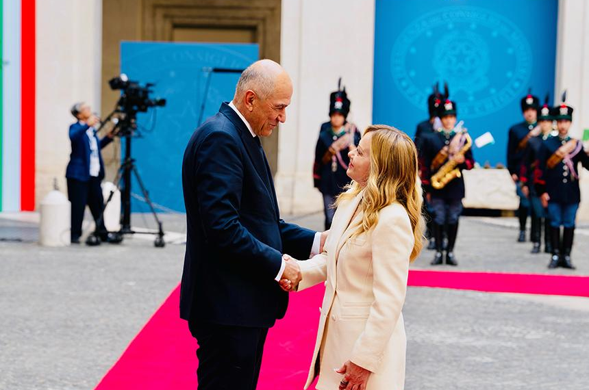 Il Premier Meloni incontra il Primo Ministro della Repubblica di Slovenia Janša